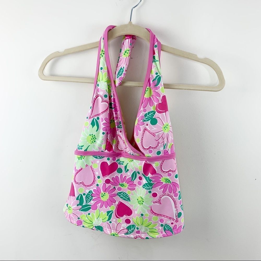 Lilly pulitzer bliss‎ halter tankini top Pink/Green XS